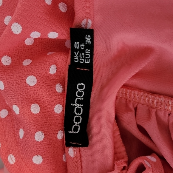 BOOHOO- Polka Dot Ruffle Open Back Tie Top - Picture 5 of 5
